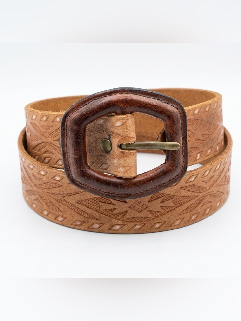Old Navy Brown Embossed Leather Belt